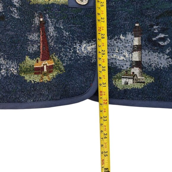 Vintage Blair Womens Woven Tapestry Lighthouse Print Button-Up Jacket Size XL - Picture 6 of 9
